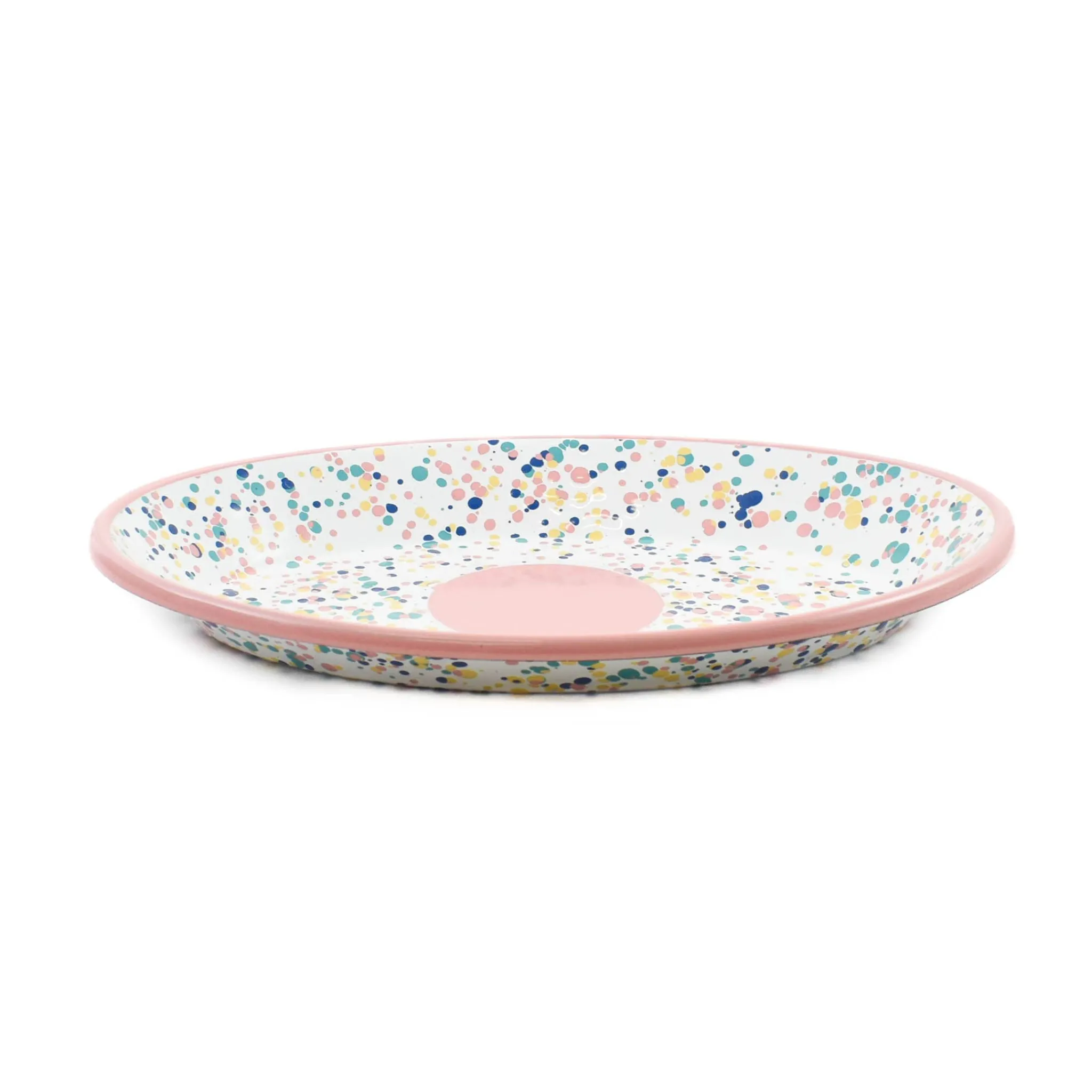 Kapka Pink Dot Enamel Oval Serving Tray, 31cm Outlet