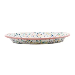 Kapka Pink Dot Enamel Oval Serving Tray, 31cm Outlet