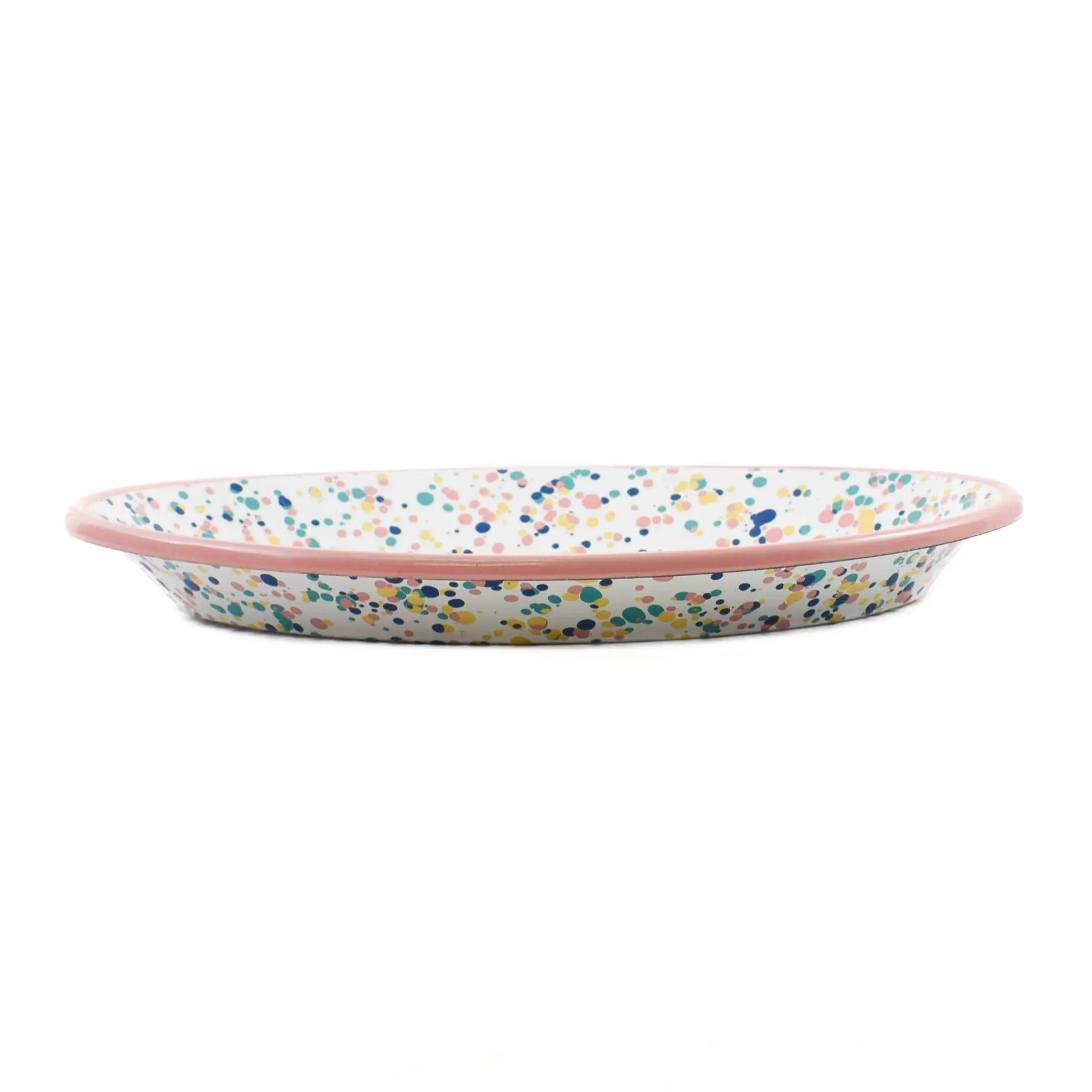 Kapka Pink Dot Enamel Oval Serving Tray, 31cm Outlet
