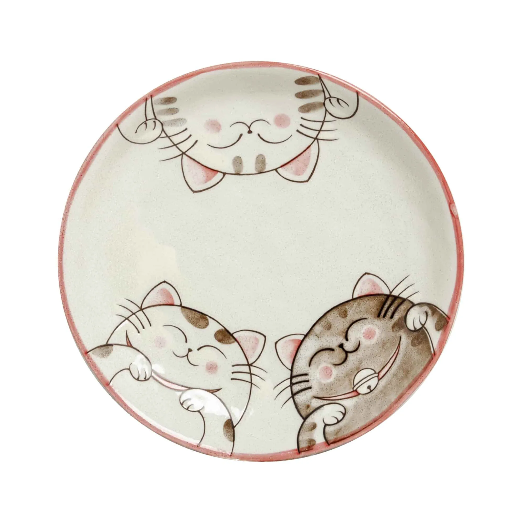 Kiji Stoneware & Ceramics Pink Lucky Cat Japanese Side Plate, 19.5cm Discount