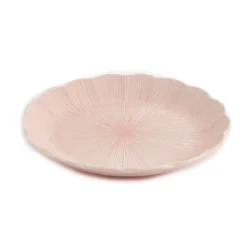 Kiji Stoneware & Ceramics Pink Scalloped Japanese Deep Dinner Plate, 22cm