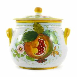 Tuscan Handmade Pomegranate-Painted Terracotta Cooking Pot, 20cm Sale