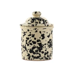 Puglia Handmade Puglia Black Splatter Ceramic Storage Jar, 15cm Hot