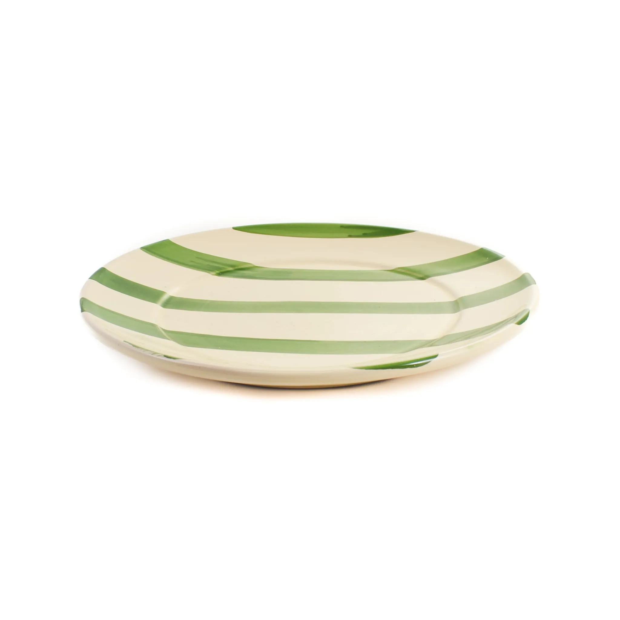 Puglia Handmade Puglia Green Stripe Dinner Plate, 27cm Clearance