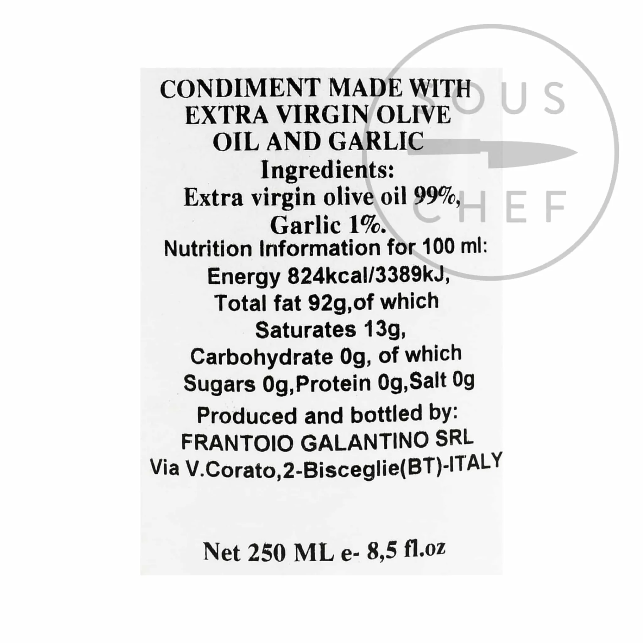 Galantino Puglian Olive Oil with Garlic in Terracotta Bottle, 250ml