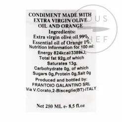 Galantino Puglian Olive Oil with Orange in Terracotta Bottle, 250ml Sale