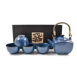 Kiji Stoneware & Ceramics Rich Blue Japanese Tea Set for Four Discount