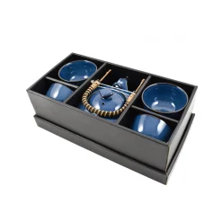Kiji Stoneware & Ceramics Rich Blue Japanese Tea Set for Four Discount