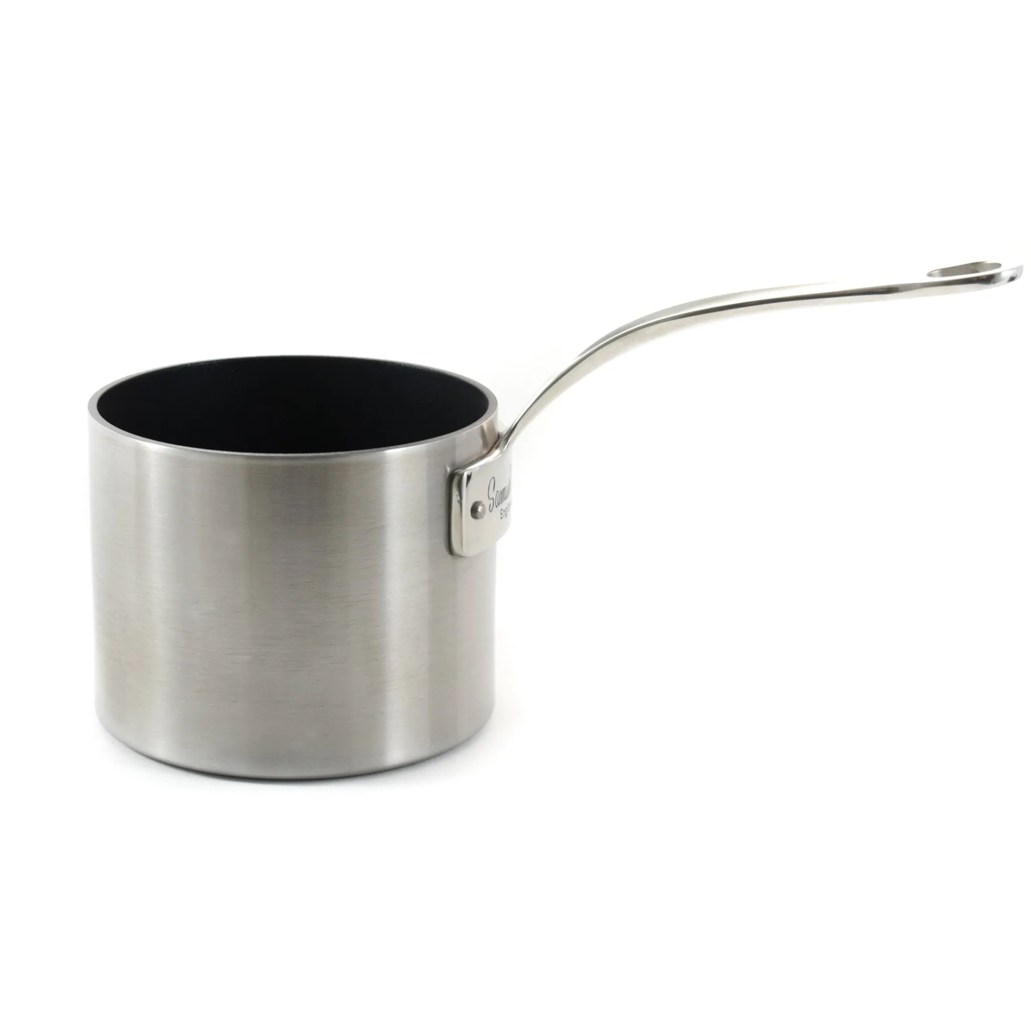 Samuel Groves Non-Stick Stainless Steel Straight Sided Milkpan, 14cm