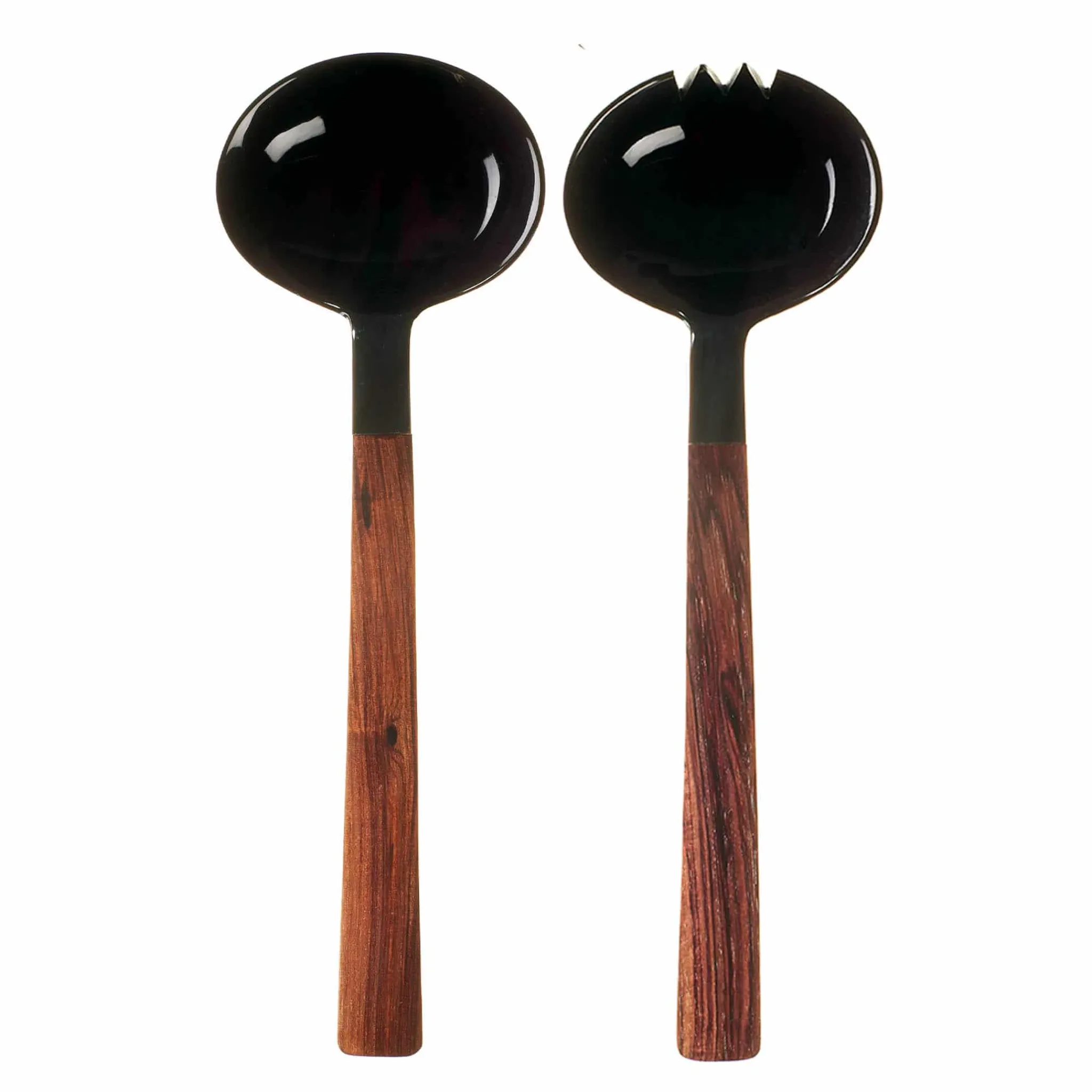 Sarah Petherick Black Horn and Wood Salad Servers Set Outlet