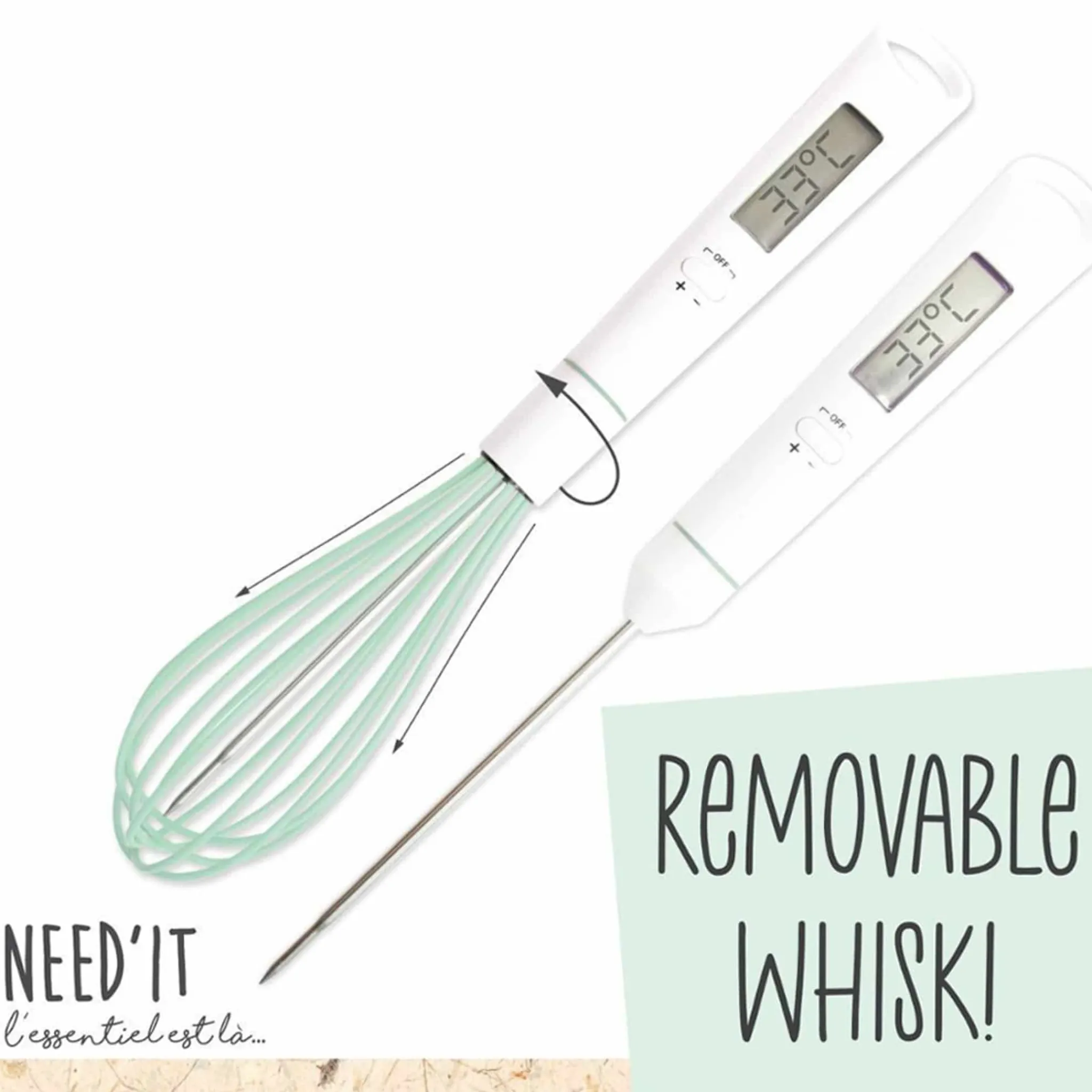 Carambelle Scrap Cooking Handheld Whisk with Built in Thermometer Best