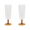 &Klevering Set of 2 Amber Stem Champagne Flute, 250ml New