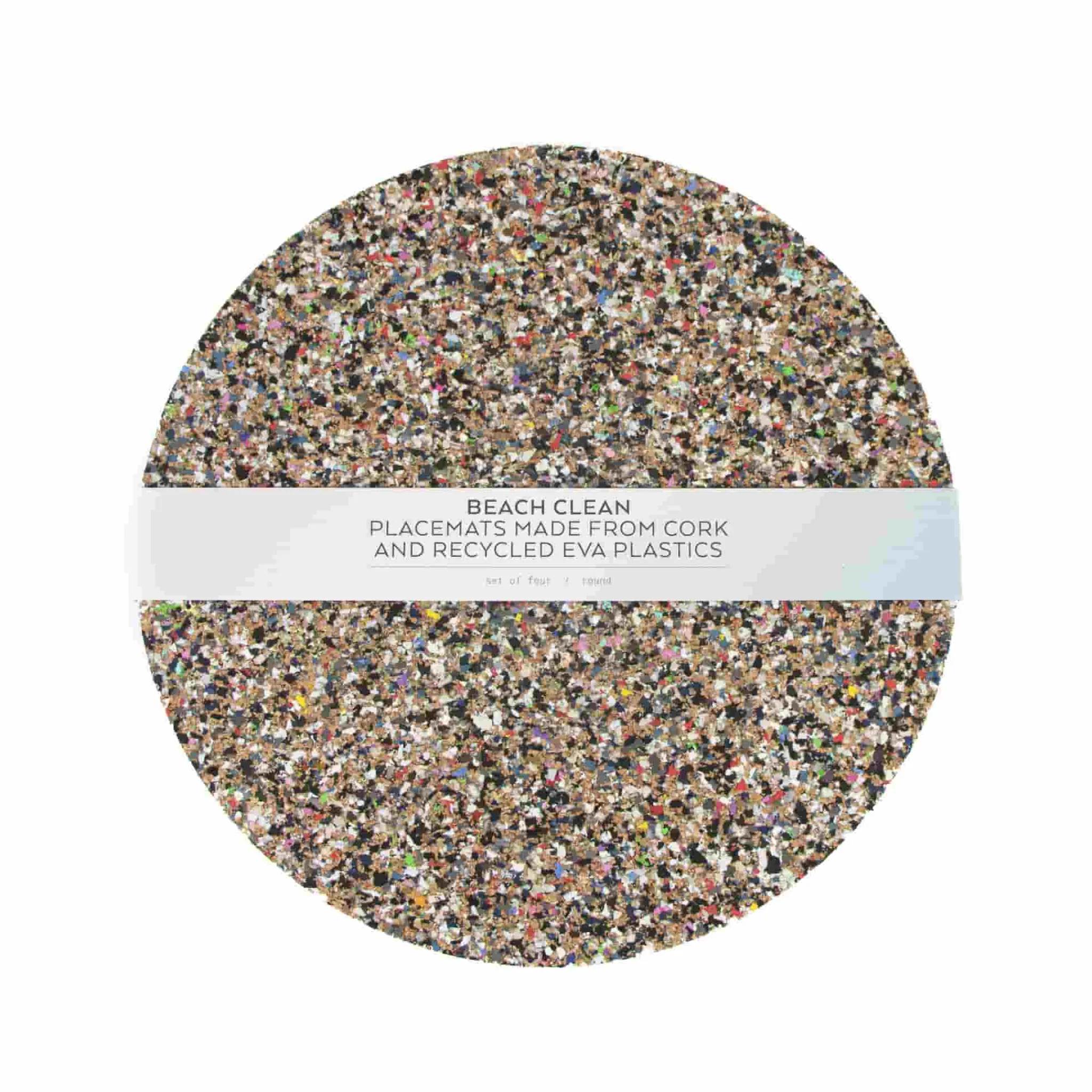 Liga Set of 4 Beach Clean Recycled Cork Round Placemats, 30cm Best