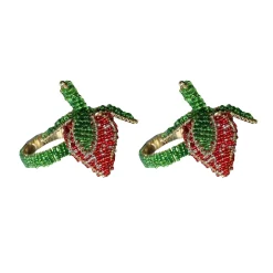 My Gifts Trade Set of 2 Beaded Strawberry Napkin Rings Sale