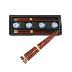 Kiji Stoneware & Ceramics Set of 4 Blue Wave Chopsticks with Rests Hot