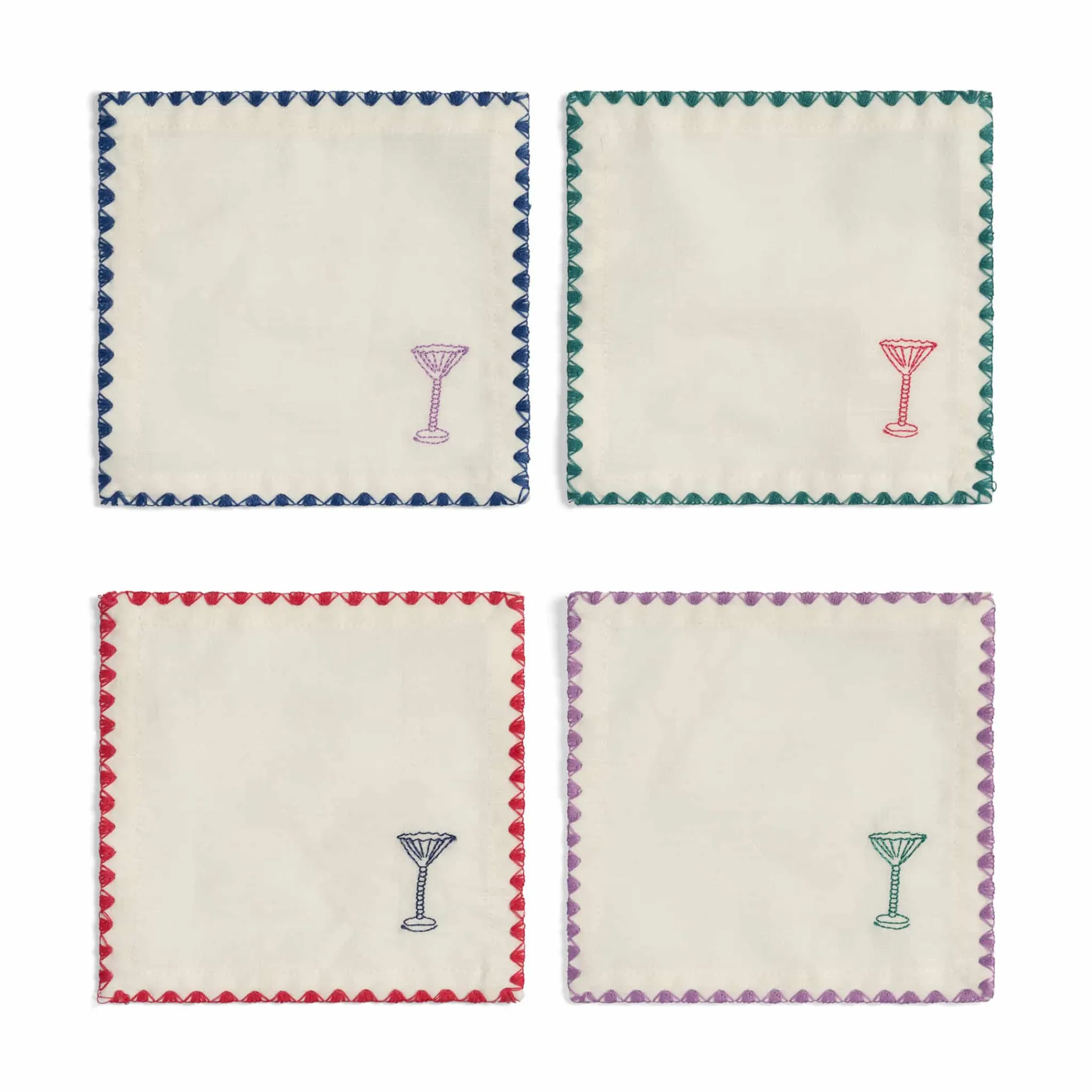 &Klevering Set of 4 Drinks Cocktail Napkins Outlet