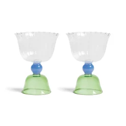 &Klevering Set of 2 Green Tulip Coupe Glasses Sale