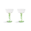 &Klevering Set of 2 Green Twisted Coupe Glasses, 300ml Discount