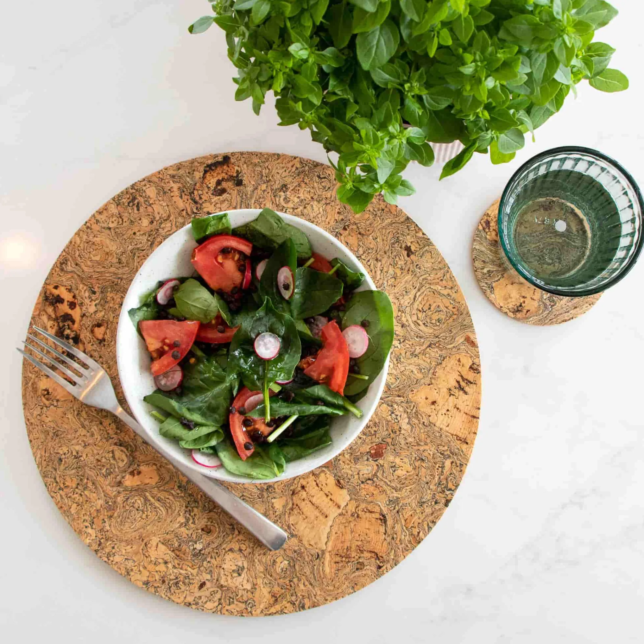 Liga Set of 4 Marbled Cork Round Placemats, 30cm Online