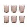 Bright Glassware Set of 6 Pink Hobstar Tumbler, 350ml