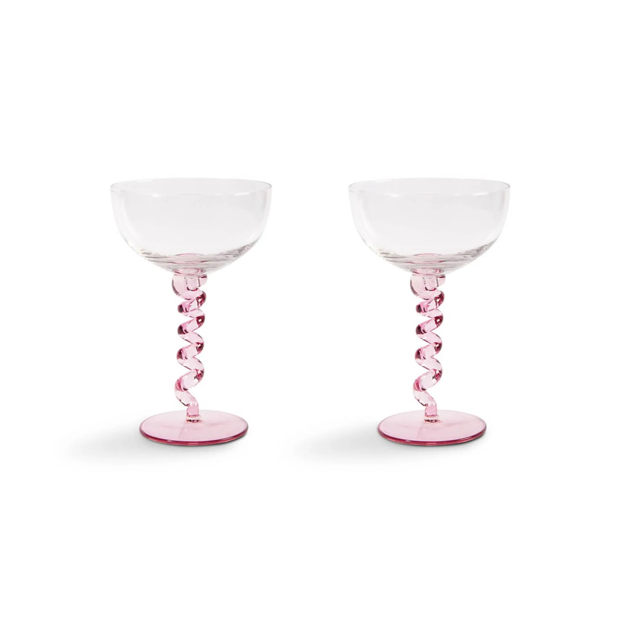 &Klevering Set of 2 Pink Twisted Coupe Glasses Sale