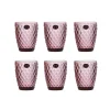 Bright Glassware Set of 6 Purple Diamond Tumblers, 270ml Hot