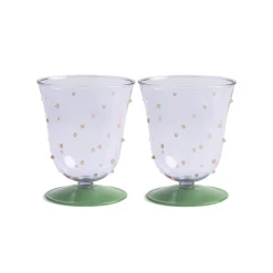 &Klevering Set of 2 Purple Dotted Water Glasses, 200ml Sale