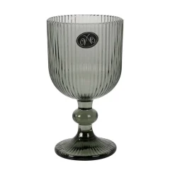 Bright Glassware Set of 6 Ribbed Green Wine Glasses, 255ml Clearance