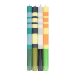 British Colour Standard Set of 4 Striped Candles, Greens & Yellows Sale