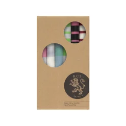 British Colour Standard Set of 6 Striped Dinner Candles - Multicolour Clearance