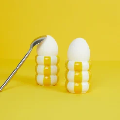 Balvi Set of 2 Yellow Striped Egg Cups Outlet