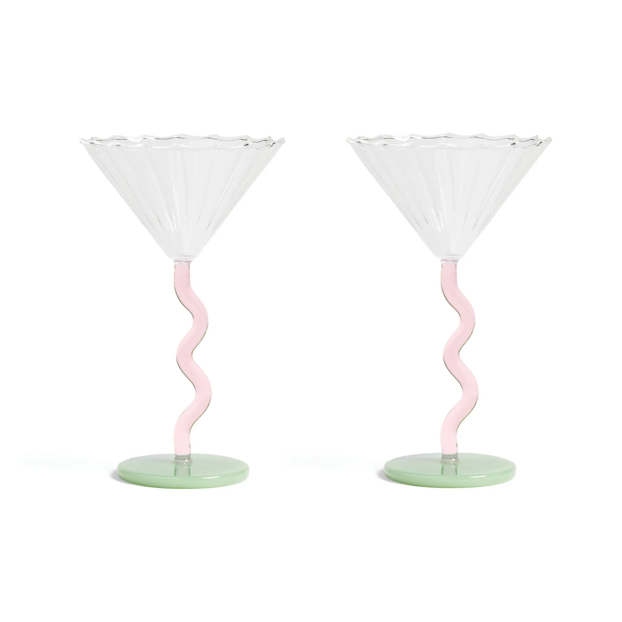 &Klevering Set of 2 Zig Zag Martini Glasses Online