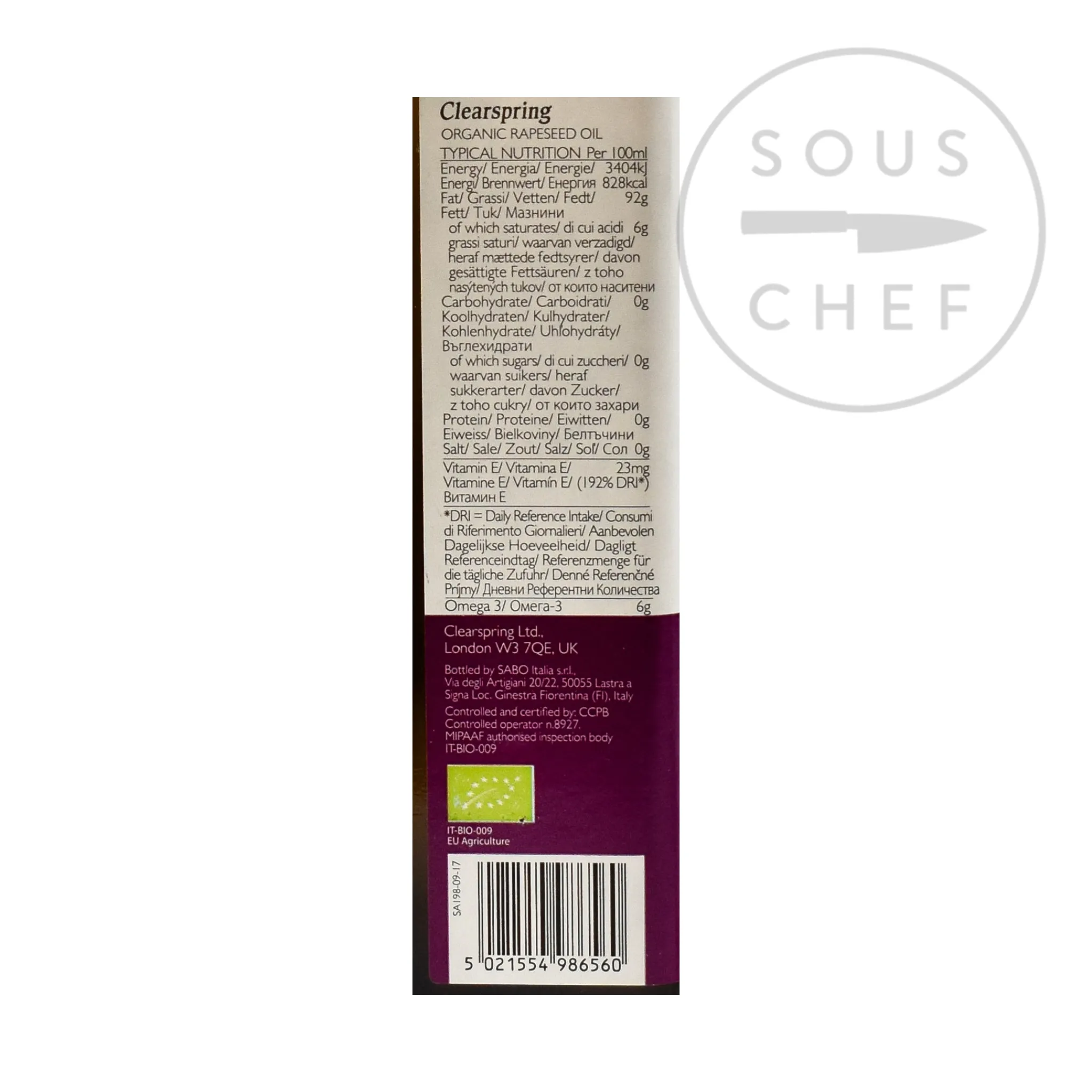 Clearspring Short Dated Organic Rapeseed Oil, 500ml New