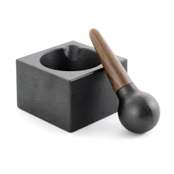 Skeppshult Contemporary Cast Iron & Walnut Pestle & Mortar New