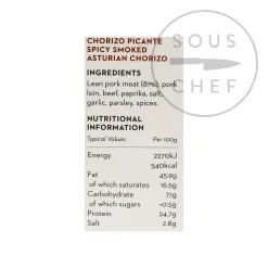 Delicioso Smoked Asturian Cooking Chorizo Picante, 250g Best