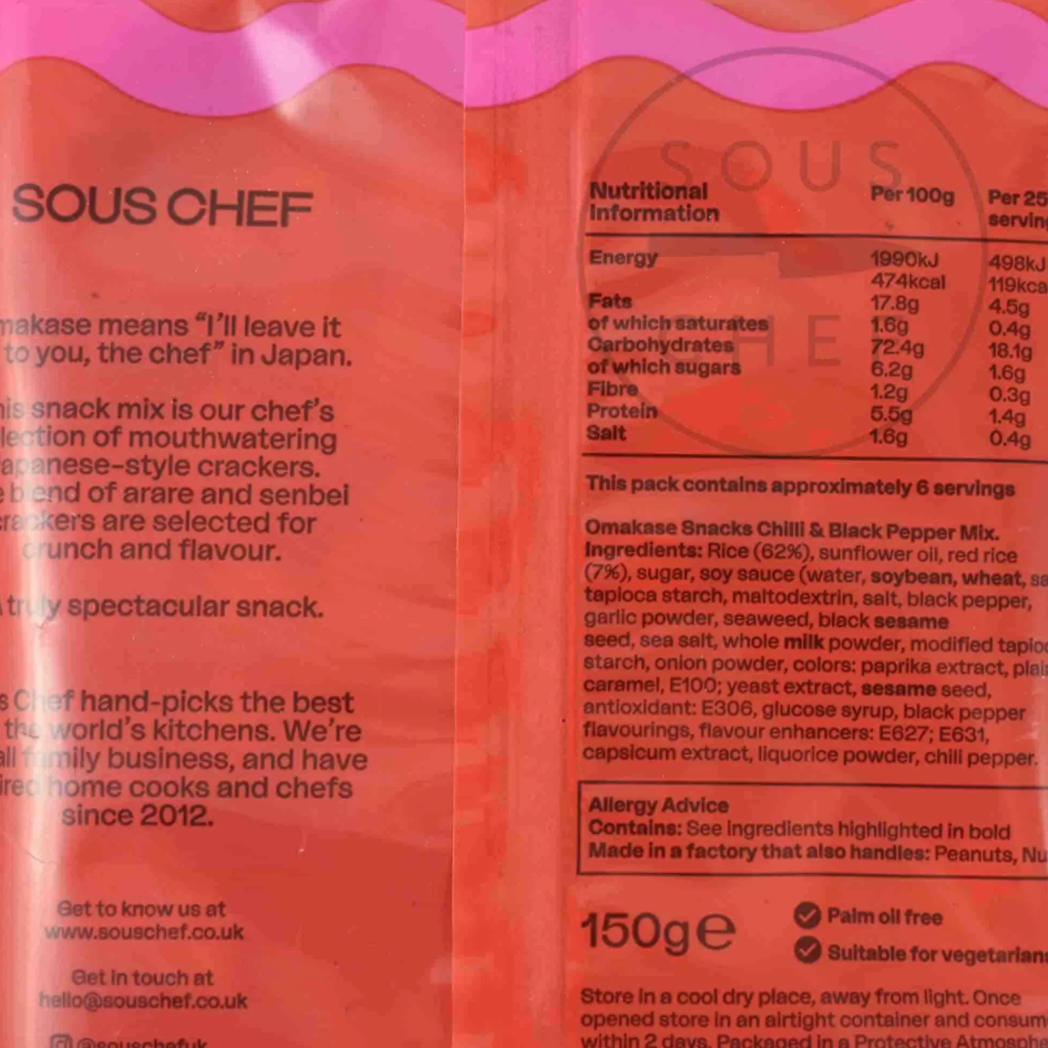 Sous Chef Omakase Snacks - Black Pepper & Chilli, 150g New