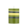 British Colour Standard Striped Pillar Candle, Olive & Navy, 10cm Best