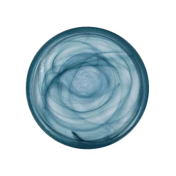 Turkish Tableware Teal Marble Glass Bread Plate, 15.5cm Clearance