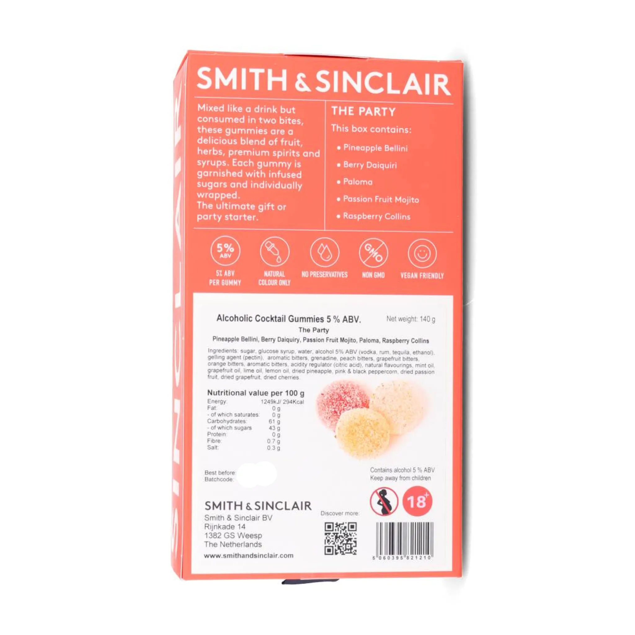 Smith & Sinclair The Party 5V Alcoholic Cocktail Jelly Sweets, 140g New