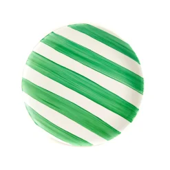 The Platera Green Stripe Porcelain Dinner Plate, 27.5cm Clearance
