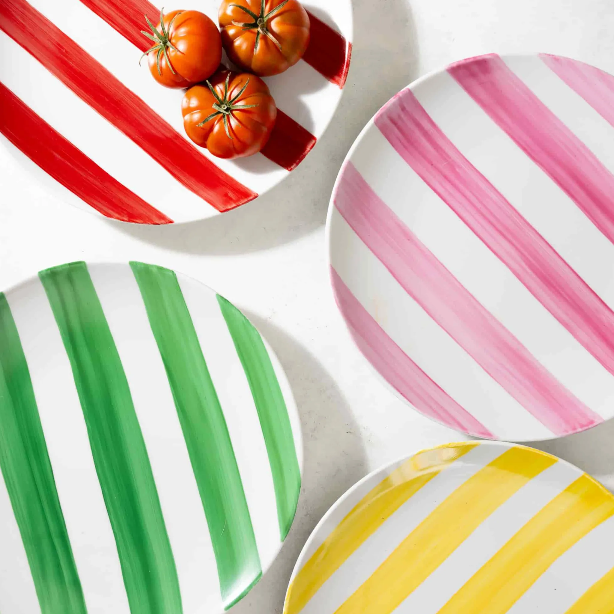 The Platera Green Stripe Porcelain Dinner Plate, 27.5cm Clearance