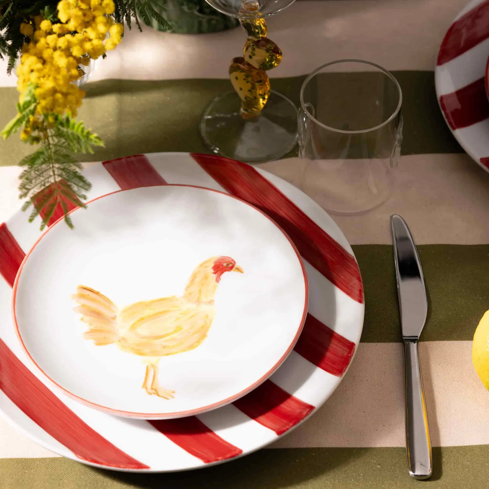 The Platera Red Stripe Porcelain Dinner Plate, 27.5cm New