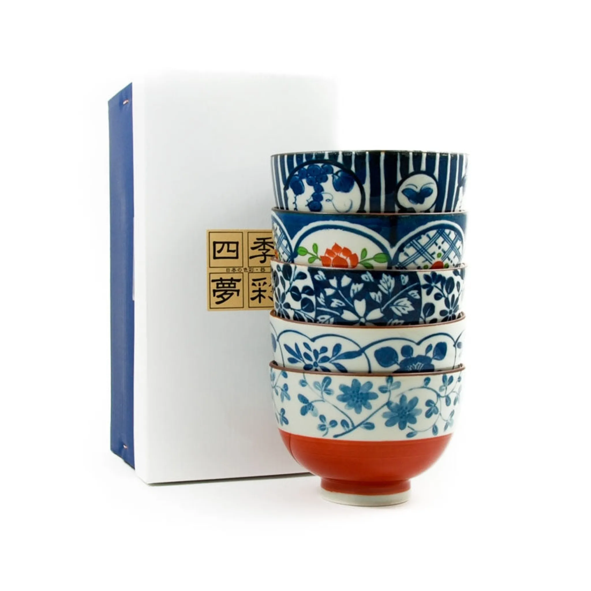 Kiji Stoneware & Ceramics Traditional 5-Piece Japanese Rice Bowl Set Outlet