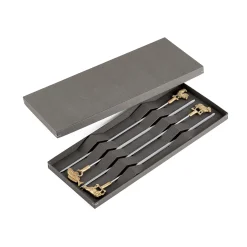 Triangle Set of 4 Stainless Steel Skewers in Gift Box Sale