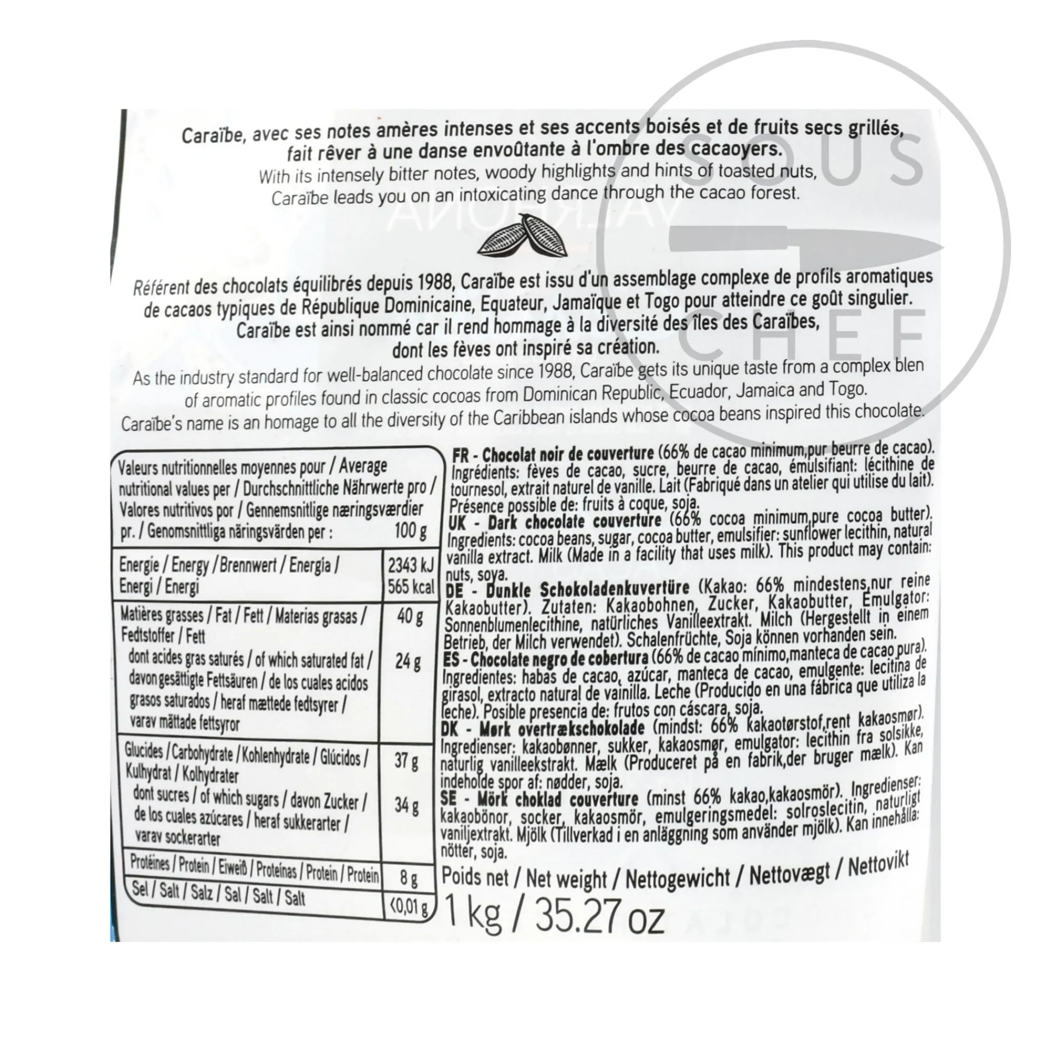 Valrhona Caraibe 66% Dark Chocolate Chips Best