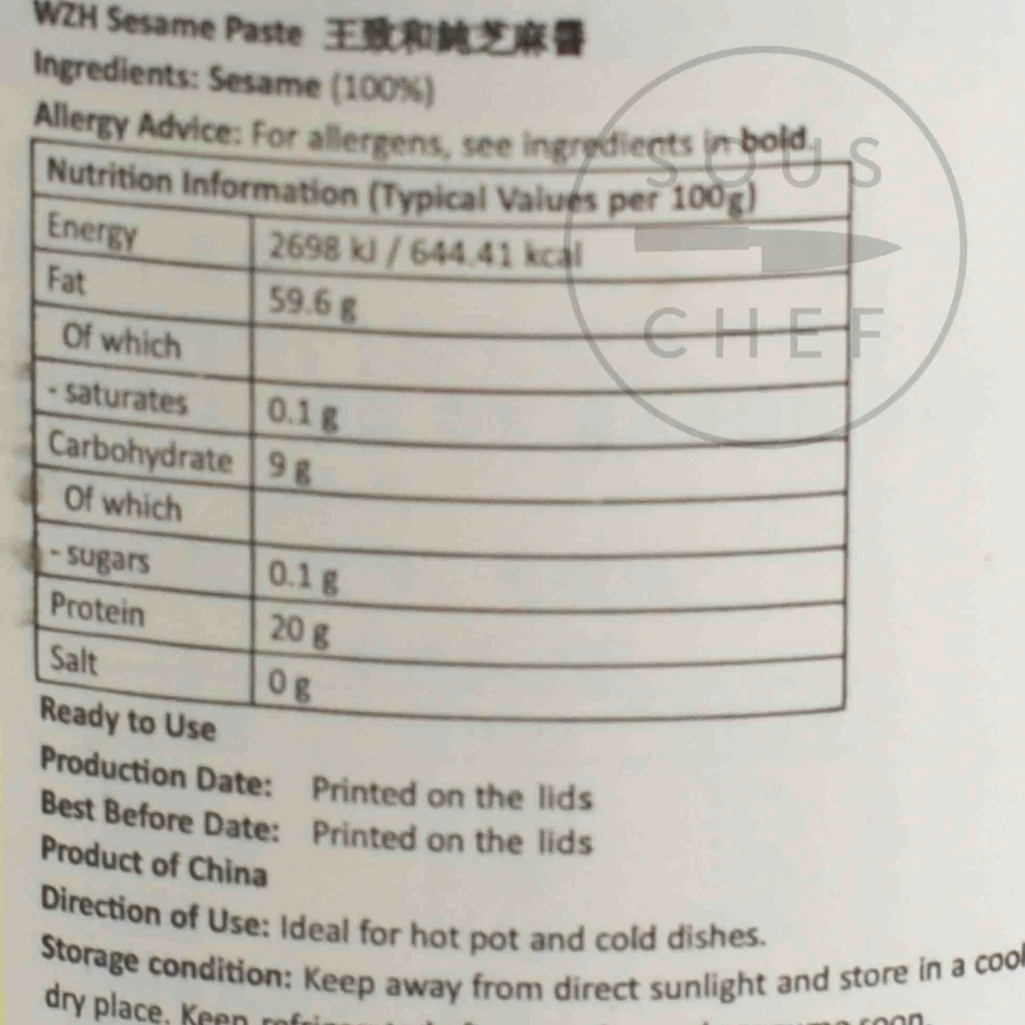 Wangzhihe Chinese Sesame Paste, 225g New