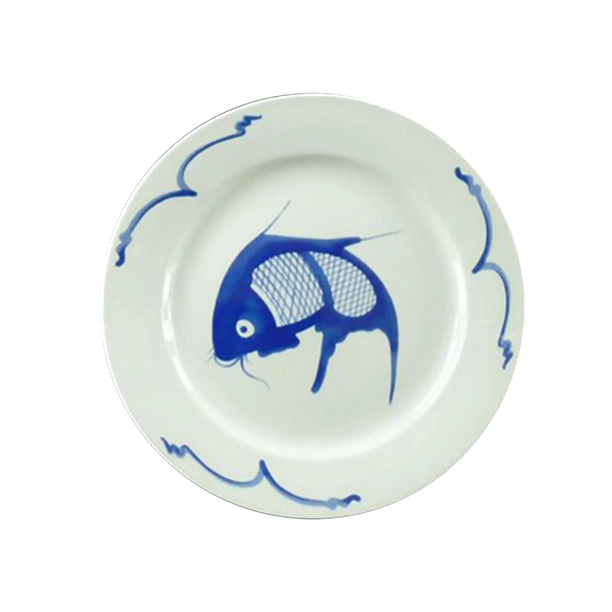 Chinese Tableware White & Blue Carp Charger Plate, 30cm Outlet