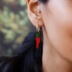 Wolf & Moon Chilli Pepper Hoop Earrings Discount