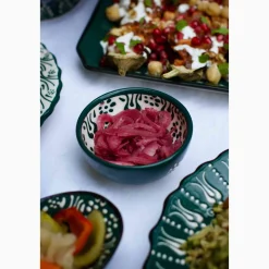 El Boyali Seramikler Yesil Ve Beyaz Boyali Dipping Bowl, 9.5cm New