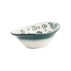 El Boyali Seramikler Yesil Ve Beyaz Boyali Oval Bowl, 16cm Online